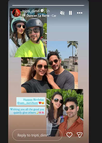 तृप्ति डिमरी ने रूमर्ड बॉयफ्रेंड सैम मर्चेंट को जन्मदिन की दी बधाई, ओ रोमियो की तैयारी में जुटी