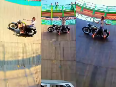 अगर आपने कभी सर्कस या मेला देखा है तो आपने मौत के स्टंट का कुआं जरूर देखा होगा। यह कारनामा गांवों से लेकर शहरों तक के मेलों में जरूर दिखाया जाता है और बड़ी संख्या में लोग इसे देखने भी जाते हैं। यह स्टंट उतना ही मुश्किल है जितना नाम से पता चलता है। फिलहाल इस कारनामे से जुड़ा एक वीडियो वायरल हो रहा है, जिसे देखकर आपकी सांसें थम जाएंगी।  यह खेल बेहद खतरनाक है, इसलिए इसका नाम 'मौत का कुआं' पड़ा। आमतौर पर बाइक पर स्टंट करना खतरनाक माना जाता है और लोगों को ऐसा न करने की सलाह दी जाती है लेकिन वीडियो में आप एक स्टंट करने वाले को ऐसे हैरतअंगेज स्टंट करते देखेंगे कि आप हैरान रह जाएंगे. इस खौफनाक स्टंट के बारे में बहुत कुछ कहने से बेहतर है कि आप खुद इस खौफनाक स्टंट को देखें, जो यह आदमी चंद रुपयों के लिए दिखा रहा है।  मौत एक अच्छा और खतरनाक खेल है वायरल हो रहे वीडियो में आप देख सकते हैं कि बाइक सवार एक लड़का 'मौत के कुएं' के अंदर बाइक चला रहा है. ये कोई सड़क नहीं बल्कि एक गोल चबूतरा है जिस पर ये शख्स जादुई तरीके से बाइक चला रहा है. वह बाइक को बैलेंस करने के लिए दोनों तरफ पैर भी नहीं रखते, बल्कि बस एक तरफ पैर रखकर बैठ जाते हैं। इतना ही नहीं, वह अचानक अपने दोनों हाथों को गिरा देता है और उन्हें हवा में लहराने लगता है, वहीं बाइक 'मौत के कुएं' के अंदर तेजी से दौड़ती नजर आती है। यह शख्स बिल्कुल भी नहीं डरता लेकिन उसकी हर हरकत दर्शकों की सांसें रोक देती है।  लोगों ने कहा- ये सुपर हीरो है! वीडियो को सोशल मीडिया प्लेटफॉर्म इंस्टाग्राम पर आईडी xtzairf07 द्वारा शेयर किया गया है, जिसे अब तक 94 लाख बार देखा जा चुका है, जबकि वीडियो को 6 लाख 25 हजार से ज्यादा लोग लाइक भी कर चुके हैं. वीडियो को देखने के बाद लोगों ने तरह-तरह के रिएक्शन भी दिए हैं. कोई इस शख्स को सुपरहीरो कह रहा है तो कोई कह रहा है कि इंसान अपने पेट के लिए क्या कुछ नहीं करता.