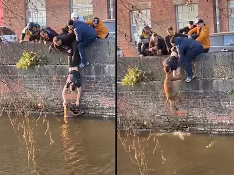 जानवरों और इंसानों ने हमेशा एक-दूसरे का साथ दिया है, लेकिन जानवर कभी-कभी इंसानों से ज्यादा इंसानियत दिखाते हैं, और जो एक बार अपना बना लेते हैं उसे कभी नहीं छोड़ते। लेकिन समय बीतने के साथ मनुष्य अपनी मानवता को भूलने लगा है। ऐसा कम ही देखने को मिलता है जब लोग जानवरों के लिए अपनी जान जोखिम में डालते हैं। यही वजह है कि नहर में डूब रहे कुत्ते को बचाने के लिए छात्रों ने जो किया उसका वीडियो वायरल हो गया और लोगों का दिल जीत लिया.  ट्विटर @Dbelldb1 पर शेयर किए गए वीडियो में एक शख्स ने एक जानवर के लिए अपनी जान जोखिम में डाल दी और लोग उसकी तारीफ करने से खुद को नहीं रोक पाए. नहर में फंसे कुत्ते को बचाने के लिए एक शख्स रेलिंग से उल्टा लटक गया और आखिरकार कुत्ते को पानी से बाहर निकाला. लोग वीडियो में दिख रहे शख्स की इंसानियत को सलाम कर रहे हैं. इस वीडियो को 27 लाख से ज्यादा व्यूज मिल चुके हैं.   बेजुबान के लिए नहर में उल्टा लटका दिया वायरल वीडियो इंग्लैंड के मैनचेस्टर का है। जहां एक कुत्ता नहर में कूद गया, लेकिन जब वह डूबने लगा तो एंकोट नहर के किनारे आ गए और छेड़खानी करने लगे। जिसे देखकर उसका मालिक भी व्यथित हो गया और उसने उसे बचाने के लिए कुछ लोगों की मदद मांगी। दरअसल इस जगह पर कुत्ते गिरे हुए थे और वहां पहुंचने का कोई आसान रास्ता नहीं था। कुछ युवक आकर कुत्ते को नहर से निकालने के लिए उल्टा लटका देते हैं। फिर घसीट कर बाहर निकाला।  कुत्ते को बचाकर इंसानियत की मिसाल पेश की दुनिया में डॉग लवर्स की कमी नहीं है। आलम यह है कि कुत्तों से प्यार करने वाले उन्हें अपने बच्चे और परिवार के सदस्य की तरह प्यार और देखभाल करते हैं। ऐसे में डॉग को बचाने के लिए लड़कों की मेहनत और रिस्क ने लोगों का दिल जीत लिया. और सभी जानवरों के प्रति यही मानवता देखकर उन्हें प्रणाम करने पर मजबूर होना पड़ा। वीडियो सोशल मीडिया पर तेजी से वायरल हो रहा है, जिसे 27 लाख से ज्यादा बार देखा जा चुका है.