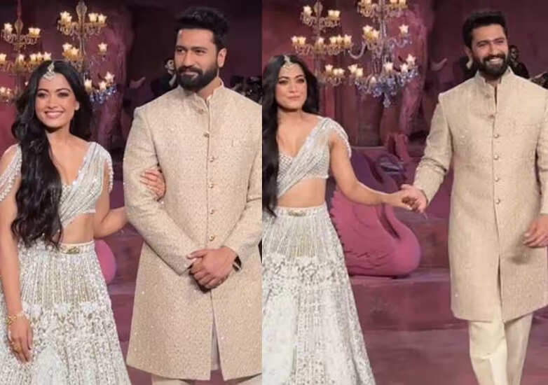 रश्मिका मंदाना का हाथ थामकर रैंप पर चले विक्की कौशल, वीडियो देखकर कटरीना के तन बदन में लगेगी आग